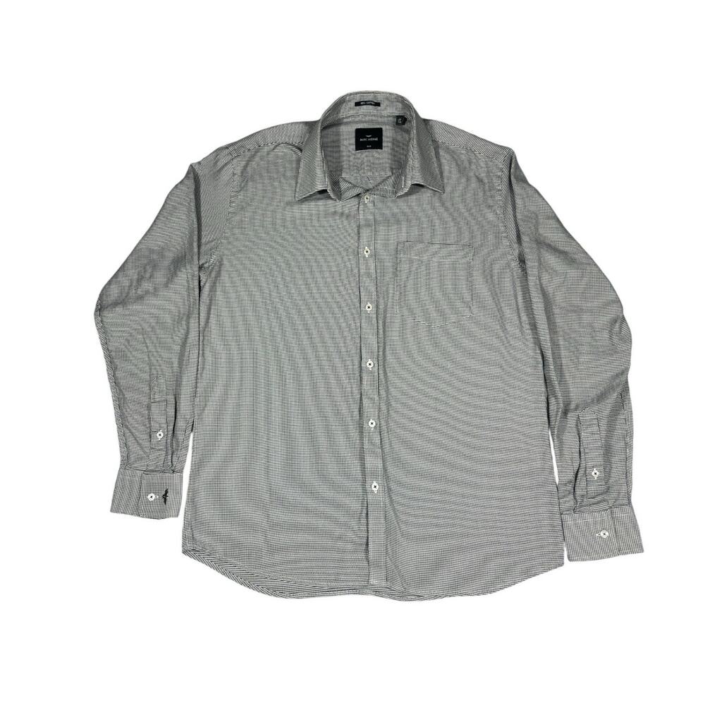 Park Avenue Slim Fit Men's Dress Shirt‎ 42cm 100% Cotton Black White Pattern